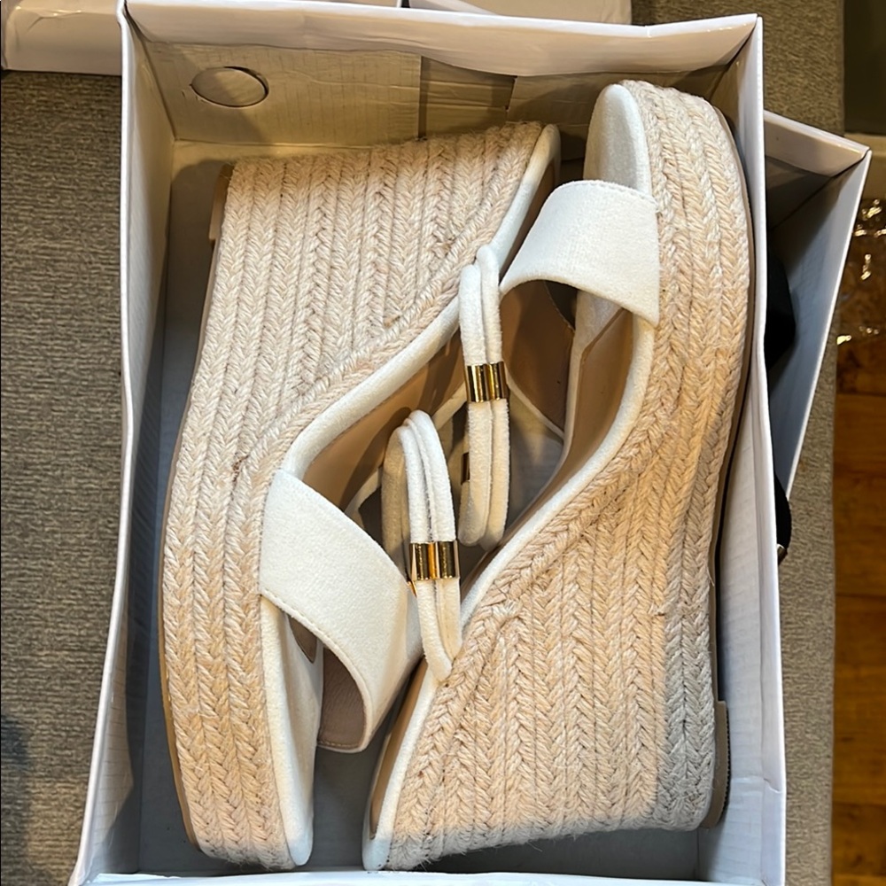 Elegant White Wedge Sandals